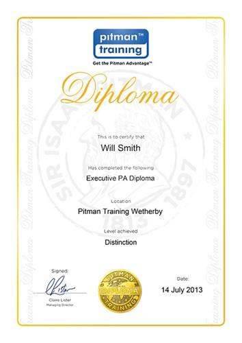 Диплом Pitman Training